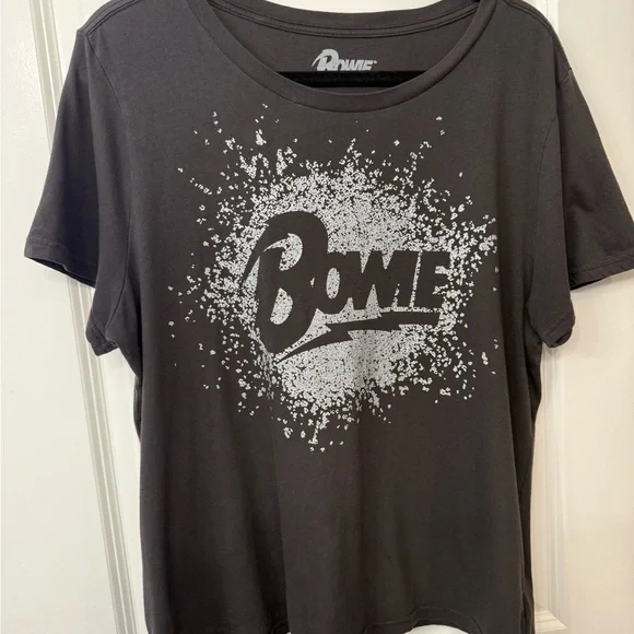 Lucky Brand Black David Bowie Graphic Tee with Silver Glitter - Picture 1 of 4